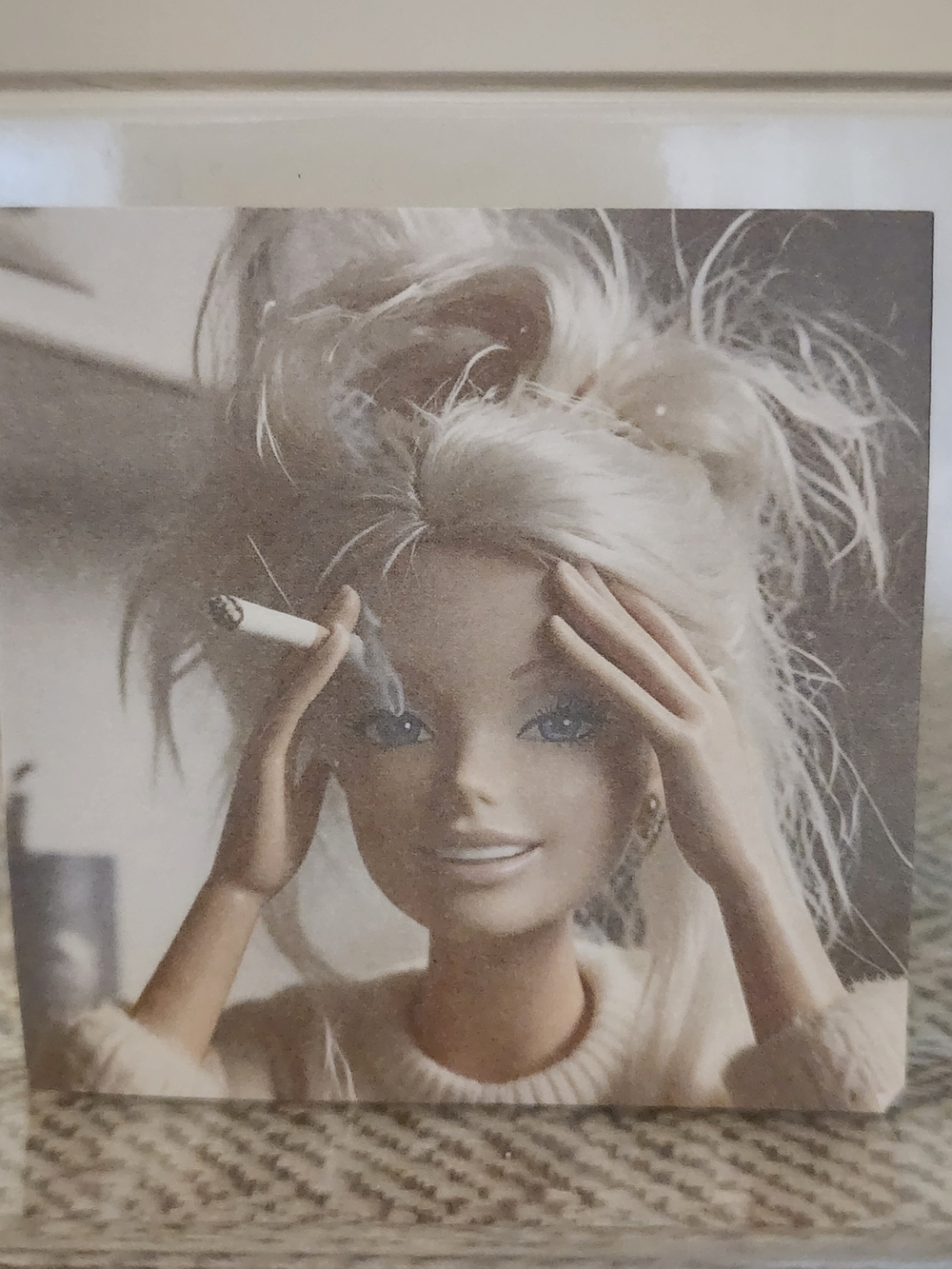 Hilarious Viral Stressed Barbie With Cigarette Sticky Note Pad